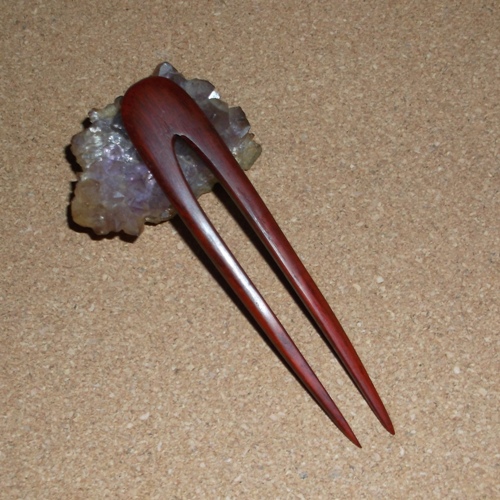 Short Purpleheart 2 prong hairfork sold in Long Haired Jewels in the UK